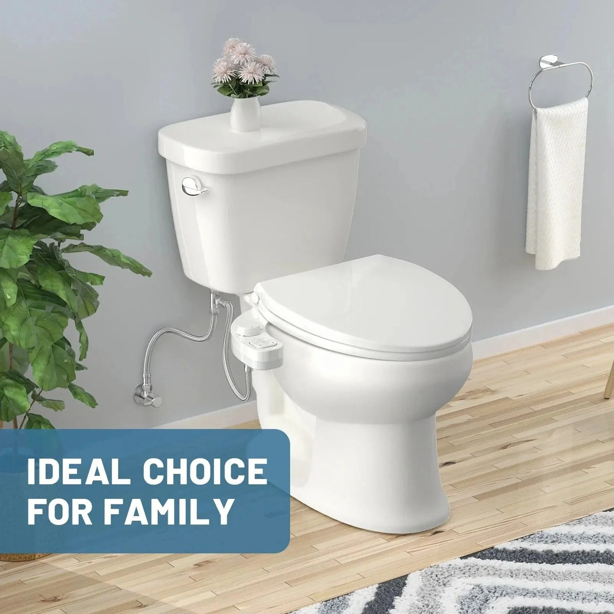 Toilet Bidet Attachment Dual Retractable Nozzles Adjustable Pressure