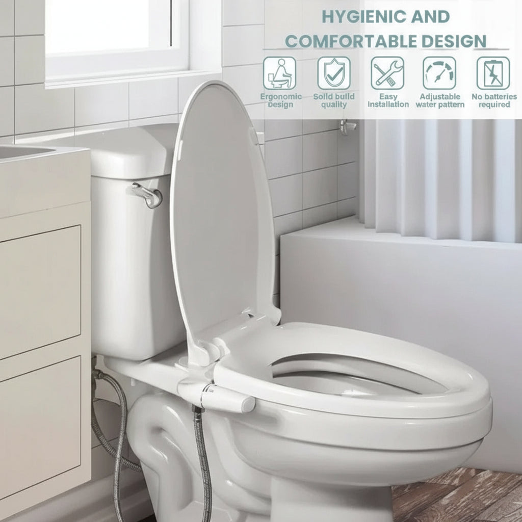 Toilet Bidet Attachment Dual Wash Retractable Nozzle Low Profile