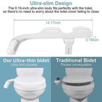 Toilet Bidet Attachment Dual Wash Retractable Nozzle Low Profile