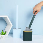 Toilet Brush Antibacterial Silicone Bristles & Ventilated Holder