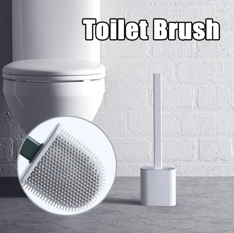 Toilet Brush Antibacterial Silicone Bristles & Ventilated Holder