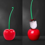 Toilet Brush Cherry-Shaped Holder Thick Bristles & Ergonomic Handle