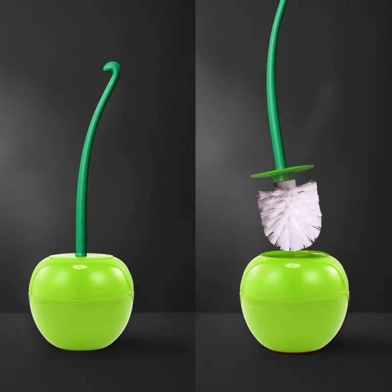 Toilet Brush Cherry-Shaped Holder Thick Bristles & Ergonomic Handle