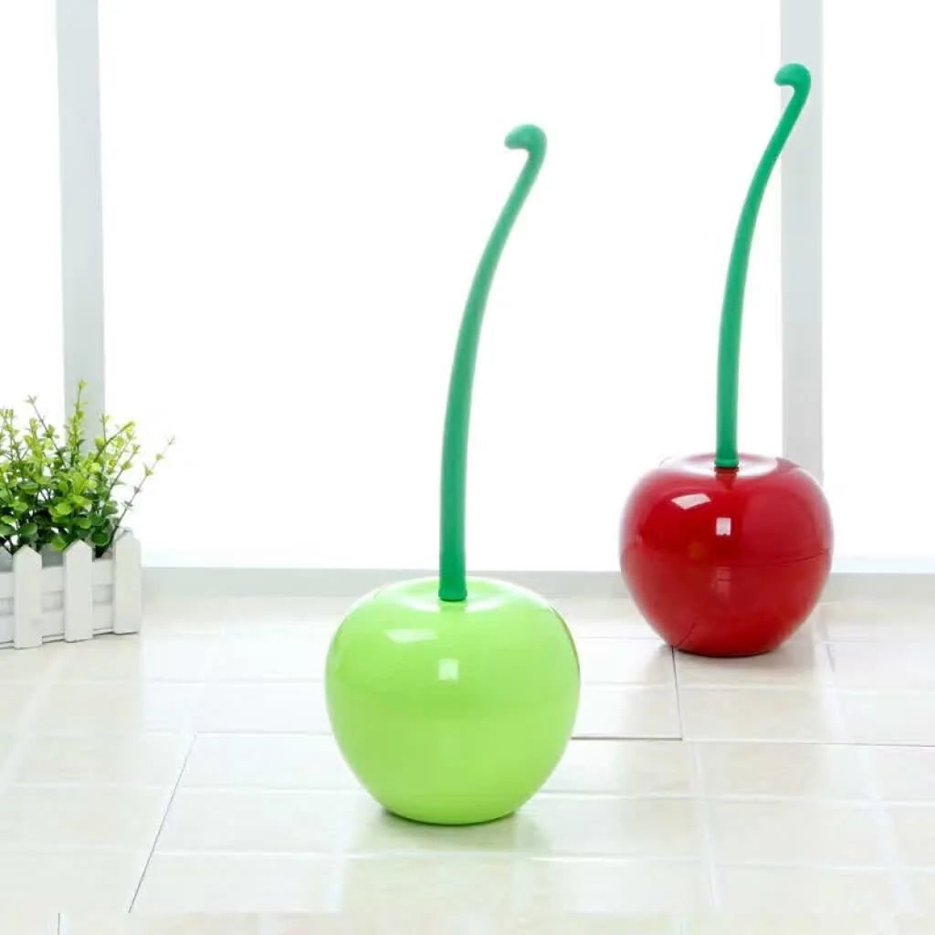 Toilet Brush Cherry-Shaped Holder Thick Bristles & Ergonomic Handle