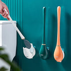 Toilet Brush Flat Silicone Head & Wall-Mount Holder