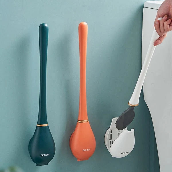 Toilet Brush Flexible Silicone Drip Tray & Wall Mount