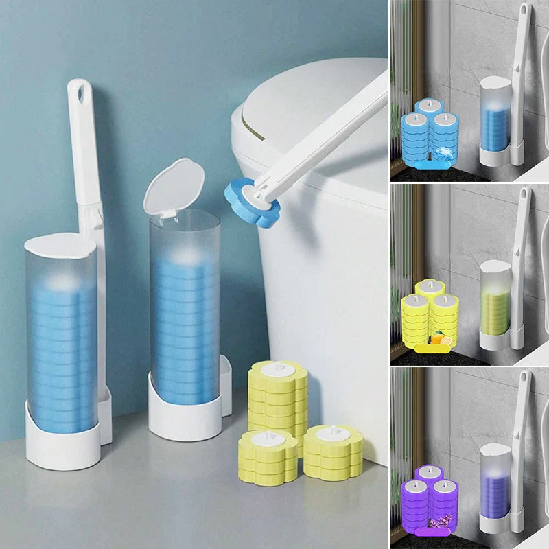 Toilet Brush Set 18 Disposable Heads & Holder