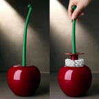 Toilet Brush Set Cherry Holder Thick Brush Head