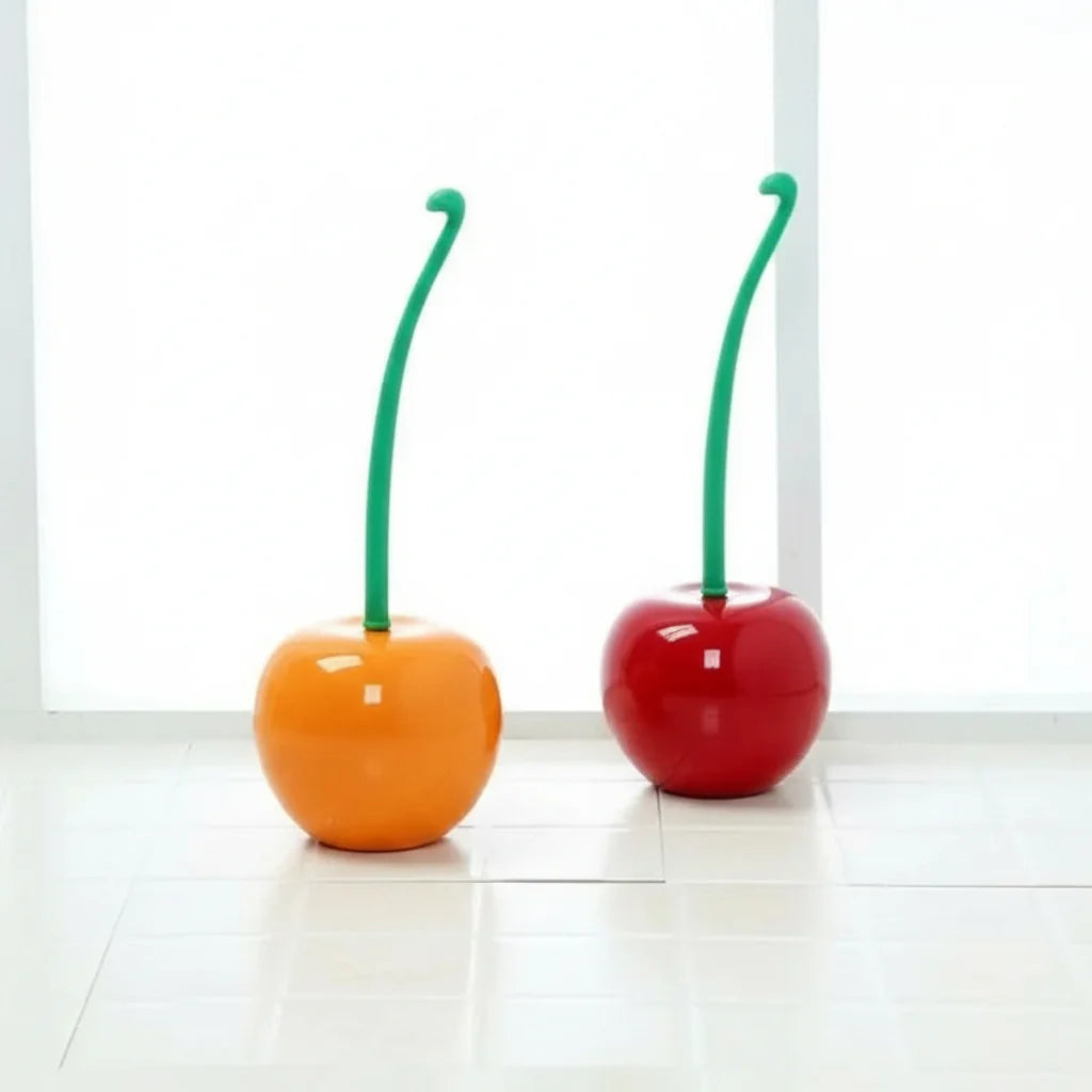 Toilet Brush Set Cherry Holder Thick Brush Head