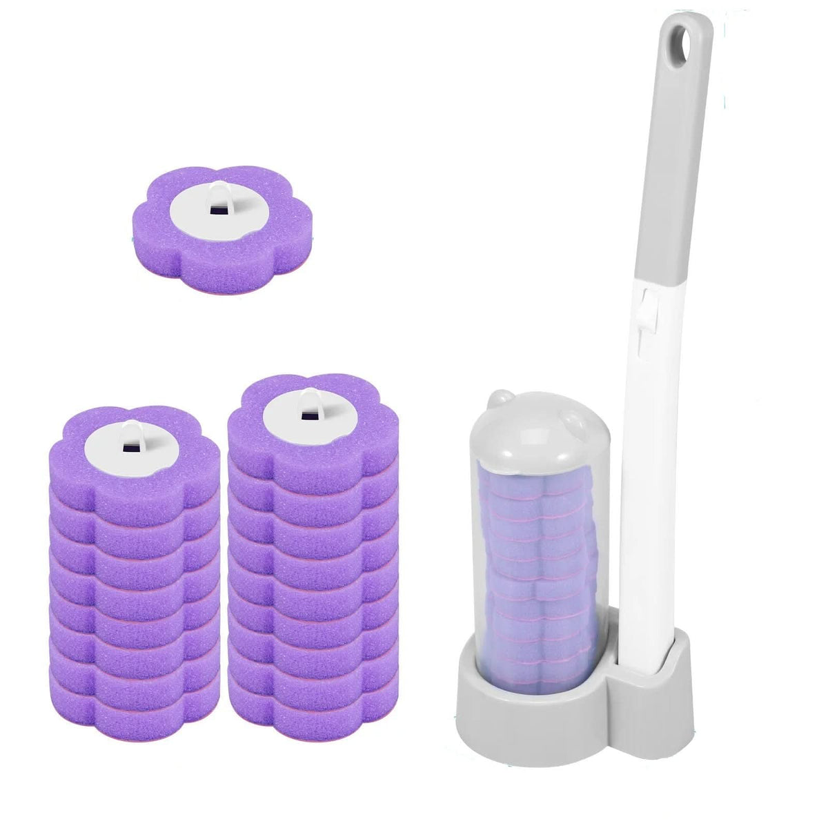 Toilet Brush Set Disposable Heads 360-Degree Cleaning Long Handle