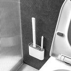Toilet Brush Set Flat Silicone Head Ventilated Holder