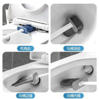 Toilet Brush Set Flat Silicone Head Ventilated Holder