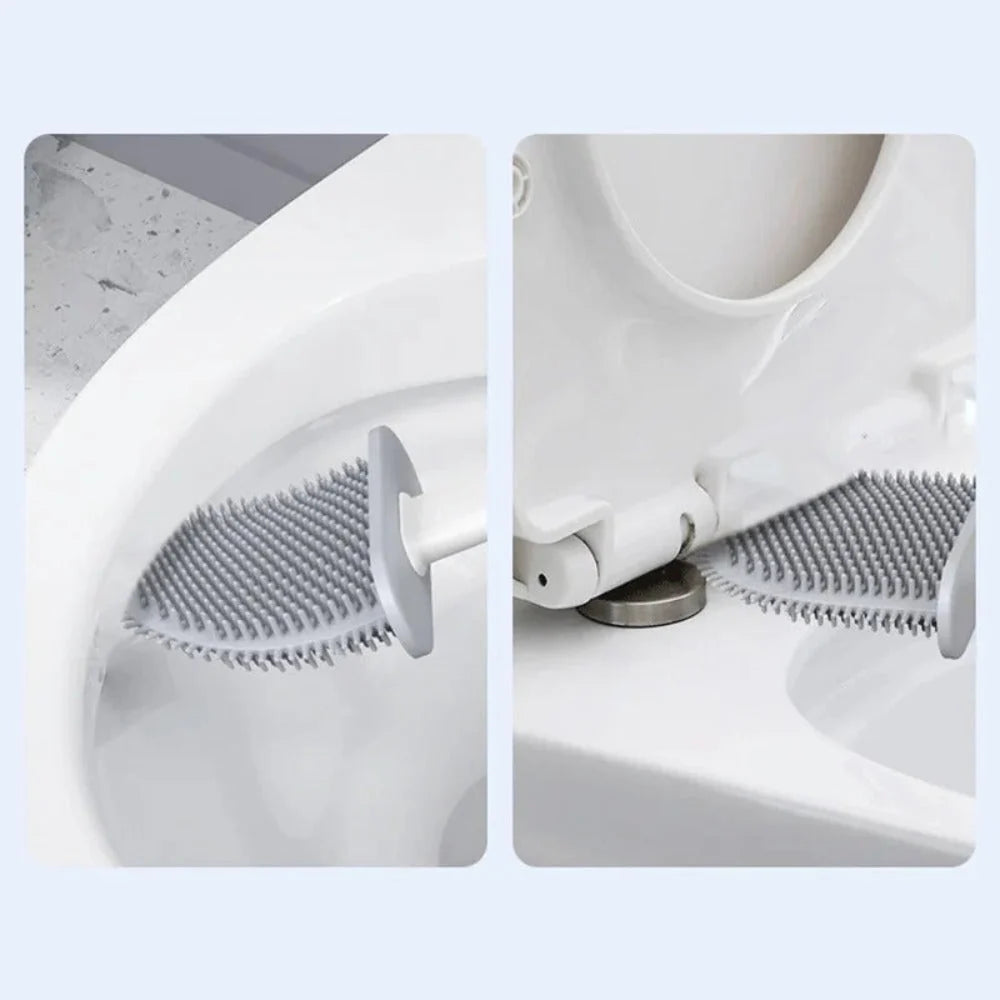 Toilet Brush Set Flexible Silicone Head & Wall Mount