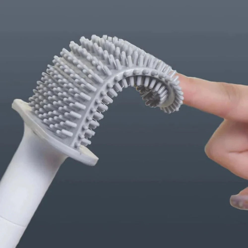 Toilet Brush Set Flexible Silicone Head & Wall Mount