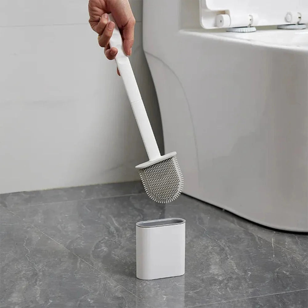 Toilet Brush Set Flexible Silicone Head & Wall Mount