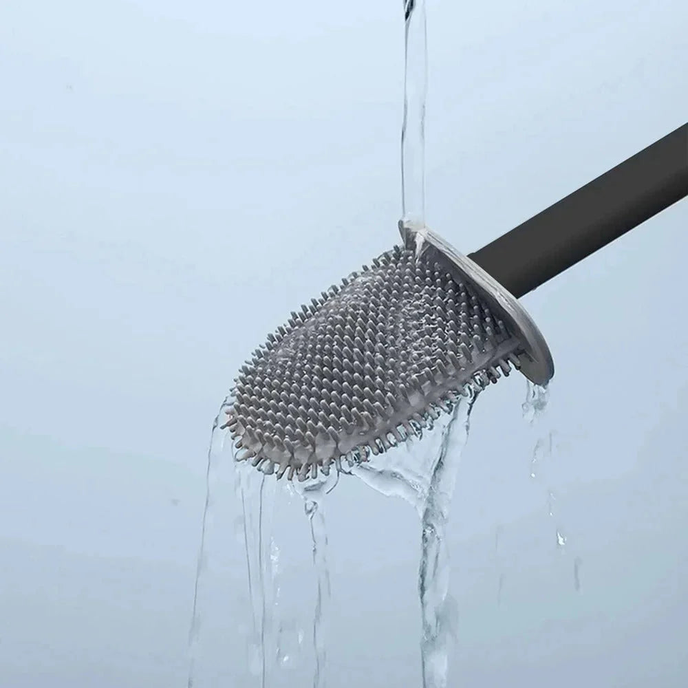 Toilet Brush Set Flexible Silicone Head & Wall Mount