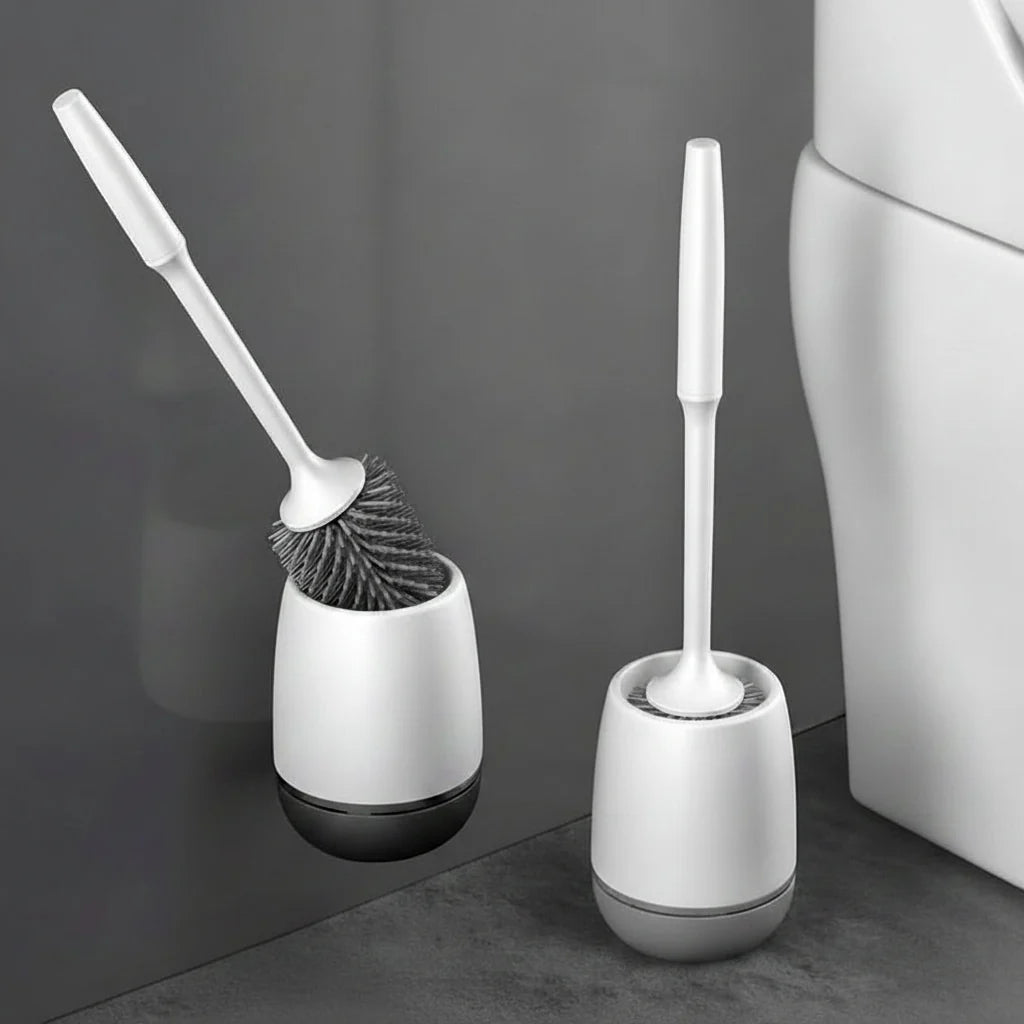 Toilet Brush Set Silicone Flexible Non-Stick Quick-Drying