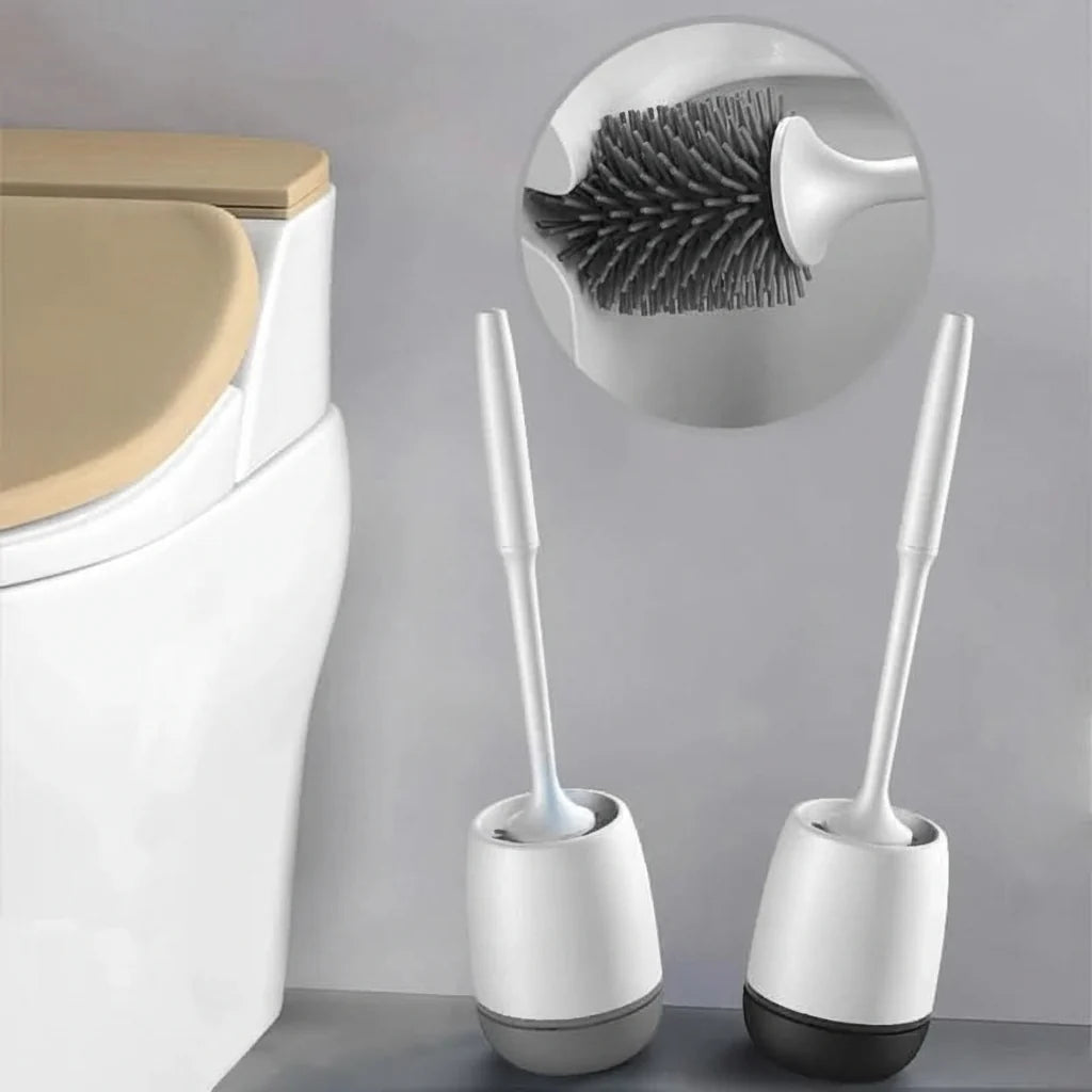 Toilet Brush Set Silicone Flexible Non-Stick Quick-Drying