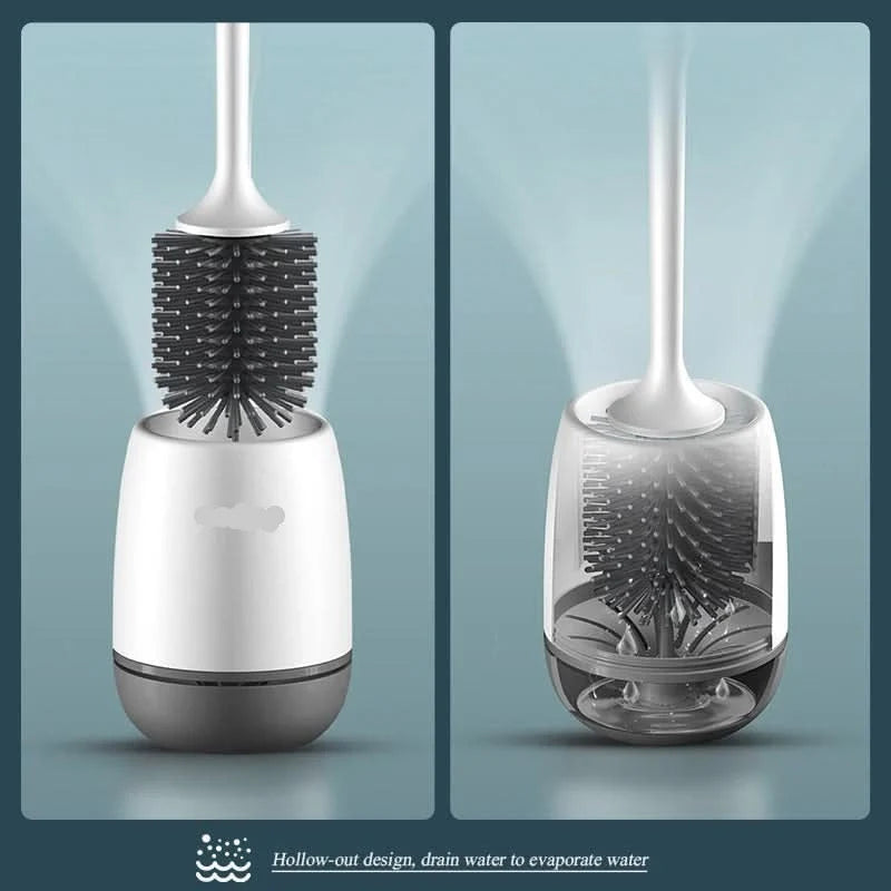 Toilet Brush Set Silicone Flexible Non-Stick Quick-Drying
