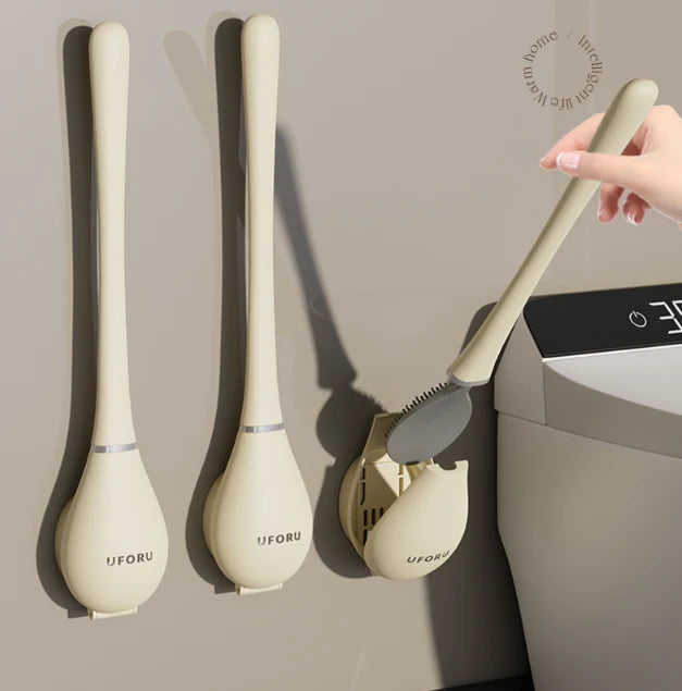 Toilet Brush Silicone Flat Head Wall Mount Drip Tray