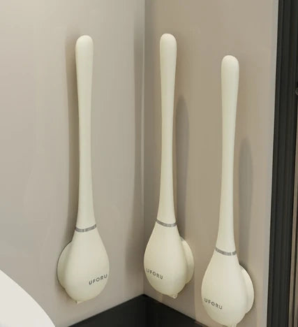 Toilet Brush Silicone Flat Head Wall Mount Drip Tray