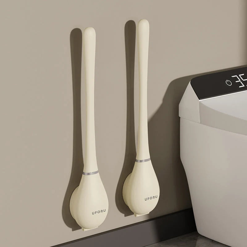 Toilet Brush Silicone Flat Head Wall Mount Drip Tray