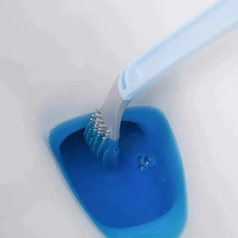 Toilet Brush Silicone Flexible Bristles Adhesive Wall Mount