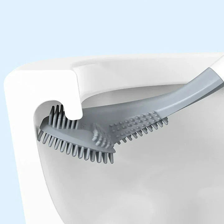 Toilet Brush Silicone Flexible Bristles Adhesive Wall Mount
