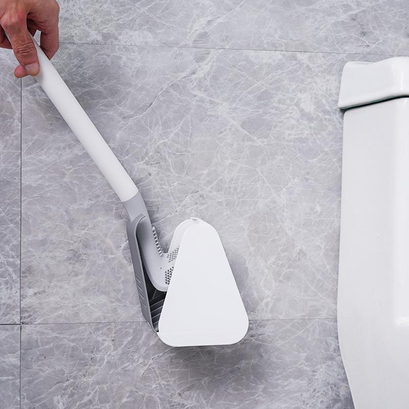 Toilet Brush Wall-Mounted Deep-Reach Bristles & Drip-Away Holder