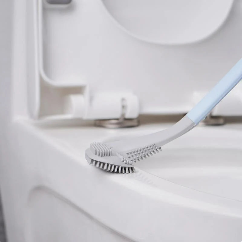 Toilet Brush Wall-Mounted Deep-Reach Bristles & Drip-Away Holder