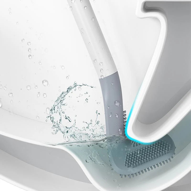 Toilet Brush Wall-Mounted Deep-Reach Bristles & Drip-Away Holder