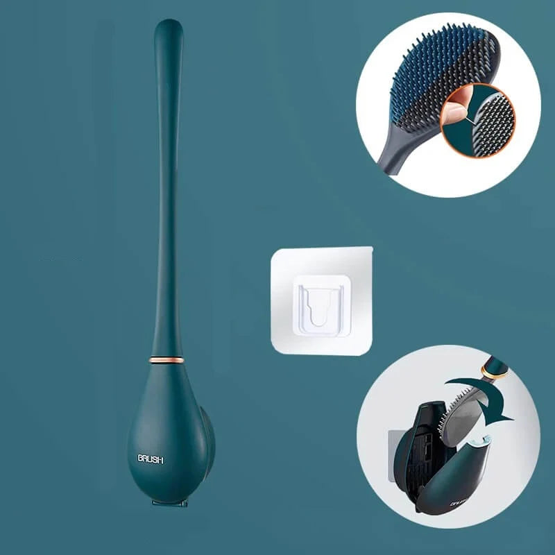 Toilet Brush Wall-Mounted Flexible Silicone Slim Quick-Dry