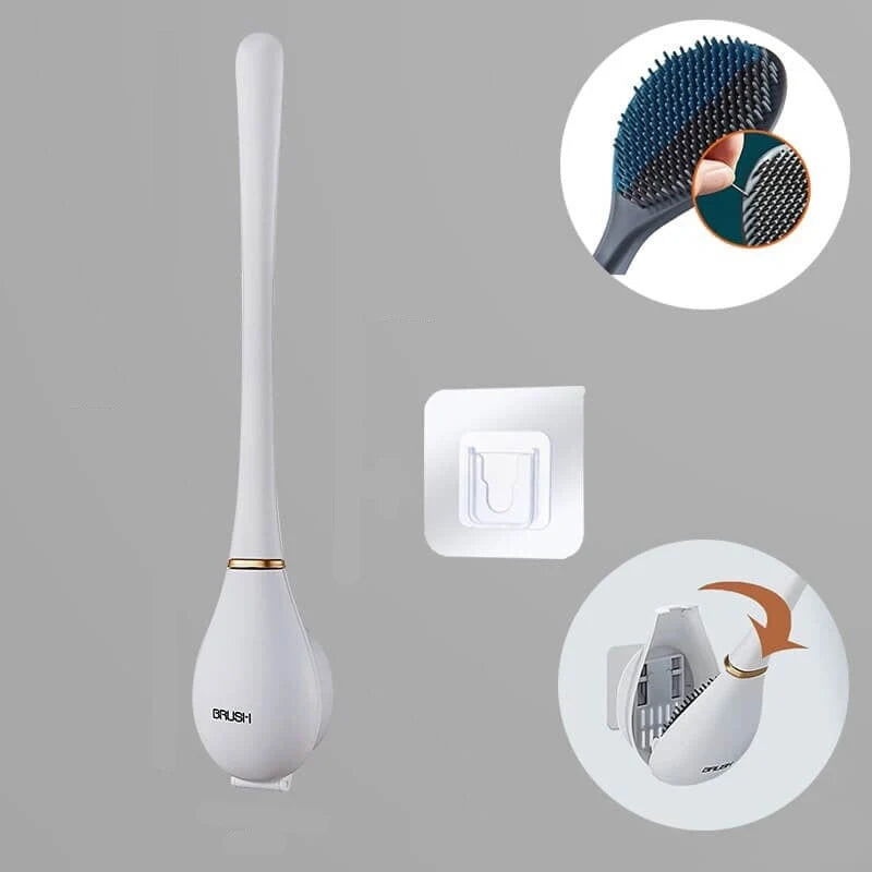 Toilet Brush Wall-Mounted Flexible Silicone Slim Quick-Dry