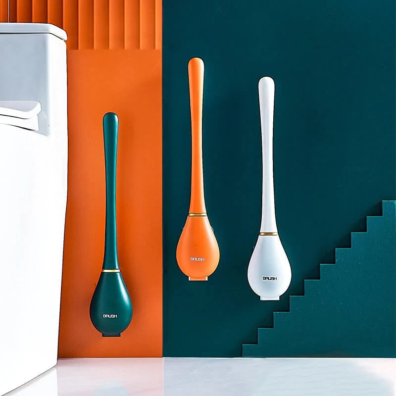 Toilet Brush Wall-Mounted Flexible Silicone Slim Quick-Dry