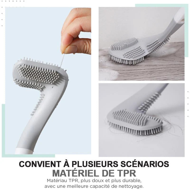 Toilet Brush Wall-Mounted Triangular Head TPR Bristles