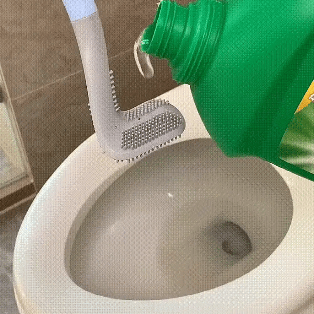 Toilet Brush Wall-Mounted Triangular Head TPR Bristles