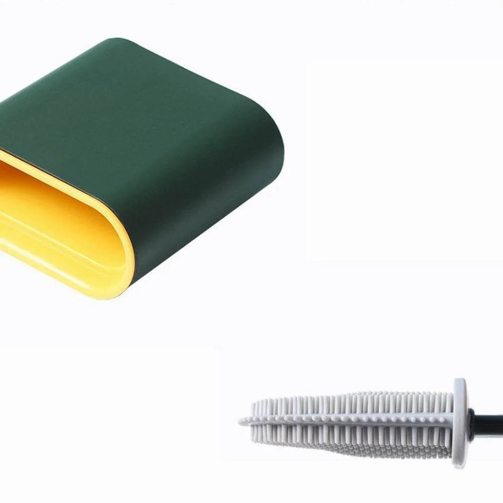 Toilet Brush and Holder Flat Silicone Wall-Mounted Space-Saving