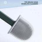 Toilet Brush and Holder Flat Silicone Wall-Mounted Space-Saving