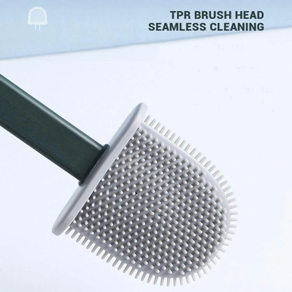 Toilet Brush and Holder Flat Silicone Wall-Mounted Space-Saving