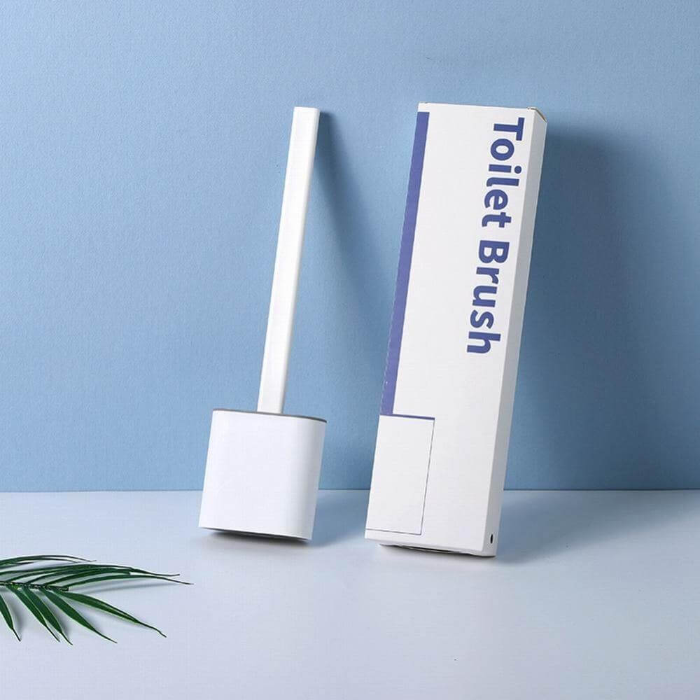 Toilet Brush and Holder Flat Silicone Wall-Mounted Space-Saving