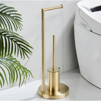 Toilet Paper Holder Freestanding Integrated Brush Space-Saving