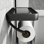 Toilet Paper Holder Integrated Shelf No-Drill Stainless Steel