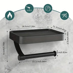 Toilet Paper Holder Integrated Shelf No-Drill Stainless Steel