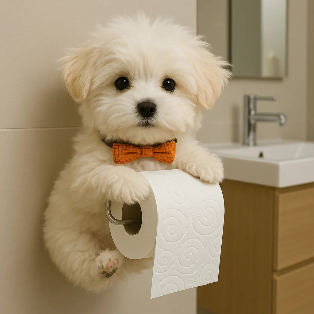 Toilet Paper Holder Lifelike Dog Design No-Drill Mount