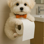 Toilet Paper Holder Lifelike Dog Design No-Drill Mount