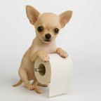 Toilet Paper Holder Lifelike Dog Design No-Drill Mount