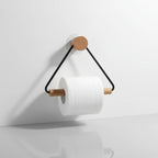Toilet Paper Holder Set Wall-Mounted Wood & Metal
