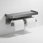 Toilet Paper Holder Space-Saving Wall-Mounted Aluminum Shelf