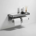 Toilet Paper Holder Space-Saving Wall-Mounted Aluminum Shelf