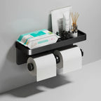 Toilet Paper Holder Space-Saving Wall-Mounted Aluminum Shelf